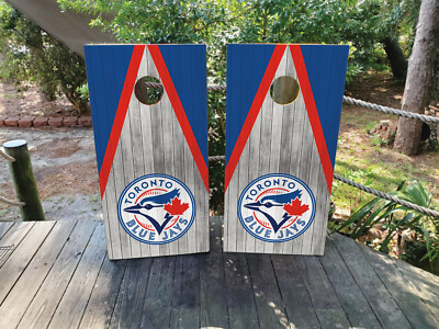 WATERPROOF & NON-FADING Toronto Blue Jays Cornhole Board Wraps (Design 6)