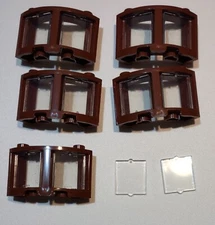 Lego 3x3x3 Brown Curved Window Frame with Panes x5