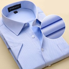 Mens Dress Shirts Business Luxury Short Sleeves Formal Button Down Casual Shirts