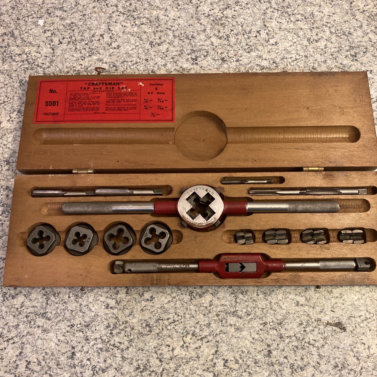 Vintage Craftsman Tap and Die Set 5501 Wood Case eBay
