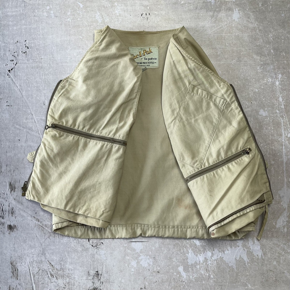 Gilet De Pêche à La Mouche Vintage USA Masland Années 40 - Taille XL Beige