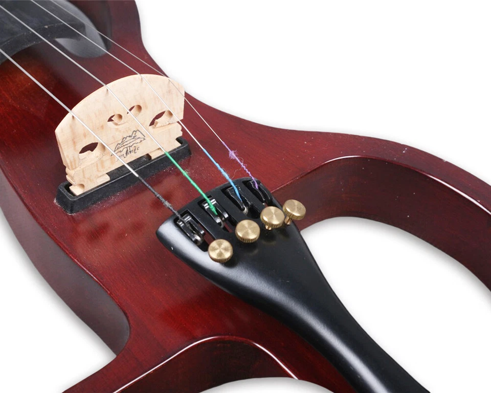 Electric Violin Full Size 4/4 Red Silent Electric Violin Ebony Fittings nice - Image 4 of 4