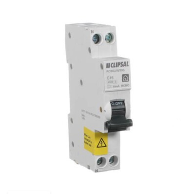 Clipsal 16 Amp RESI MAX MCB/RCD RCBO C Curve 1 Pole 4.5kA 30mA RCBE216/30S