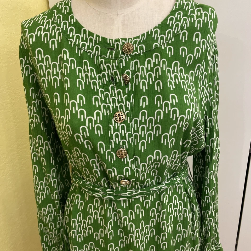 Vestido Jaclyn Smith Verde Años 70’s Vibe Mangas Largas Cinturón, Talla XL Z60 Foto 3 de 4