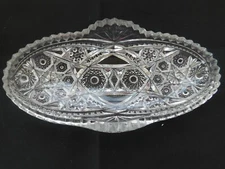 EAPG Prescut Cut Glass Relish Dish with Prescut Mark PG1