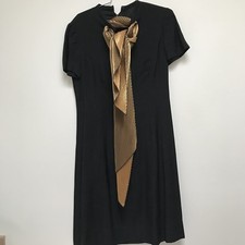 Vintage Adele Simpson Dress Black Linen Blend...