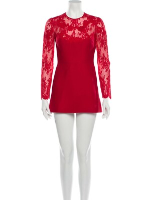 $4.600 00 0 XS S VALENTINO WOOL LACE DRESS ILLUSION NECK mini long sleeve |  eBay