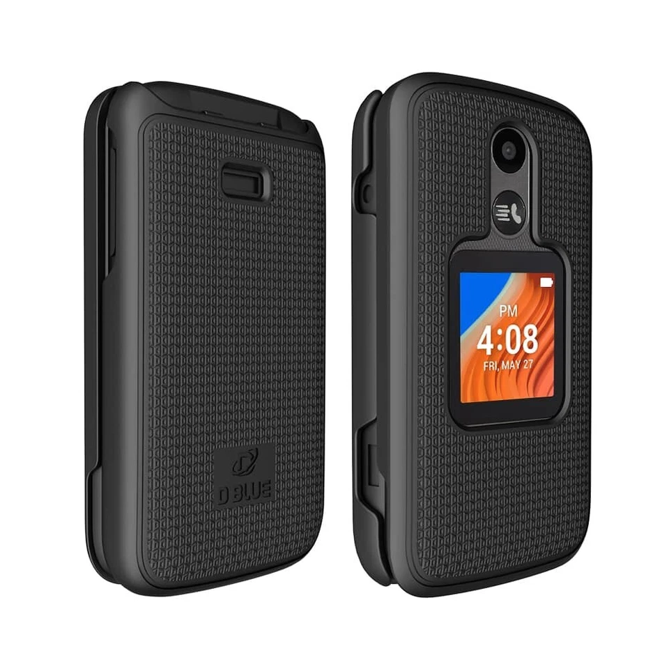 Grid Textured Hard Shell Case Cover for Alcatel TCL Flip 2 Phone (T408DL) BLACK - Image 3 of 4