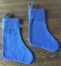 2 Mini Denim Christmas Stockings - NEW - Ready to Embellish 8" x 6" 