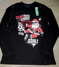 boys NEW NWT CHRISTMAS SANTA SHIRT TOP he shoots scores size 13/14 yrs