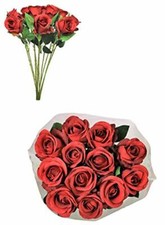 One Dozen Silk Rose Bouquet: 12 Artificial Celia Roses Red, Ivory, or Dusky Pink