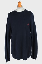 Men Chaps Crew Neck Jumper Pullover Vintage Knitwear Navy XL-IL2425