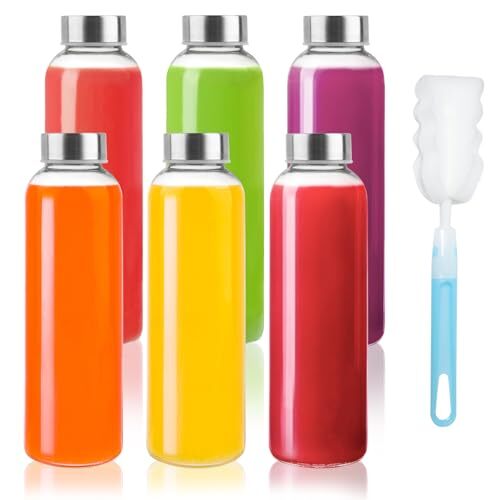 S 16oz Clear Glass Bottles With Stainless Steel Lids Re