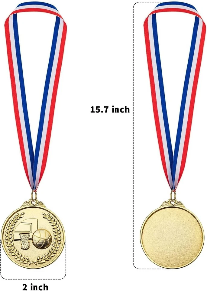 12 Pack Basketball Medals for Kids, Metals Gold Award Medals Suitable for Sports - image 3 of 4