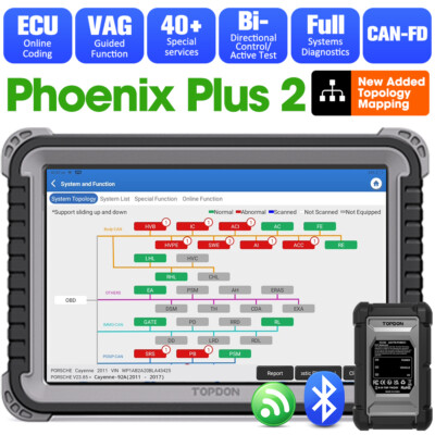 TOPDON Phoenix Plus 2 Car OE-Level Scanner Support Coding Bi-Directional Control