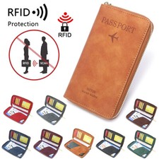 RFID Blocking Travel Passport Holder Cover Wallet Leather w/Card Slots Organizer