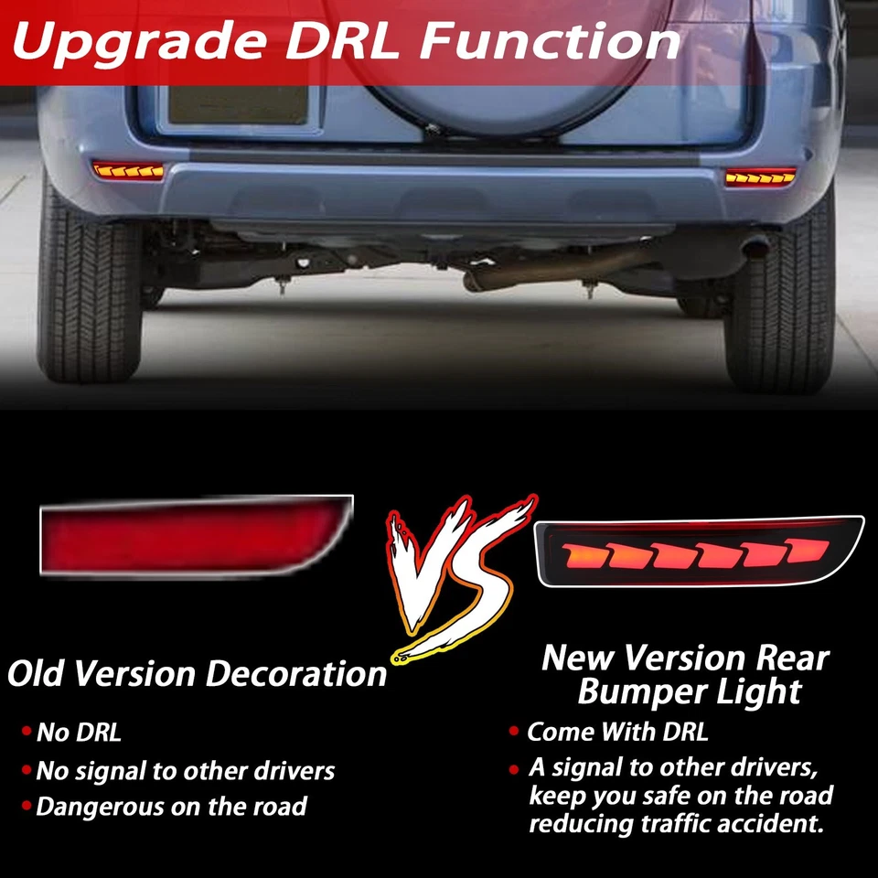 Luces de freno reflector parachoques trasero LED señal DRL para Toyota RAV4 2006-2012 Foto 3 de 4