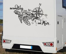 Wohnmobil Aufkleber Auto WOMO Camping Weg zum Meer Schildkröte Kompass 70