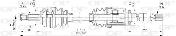 Cardan avant droit pour Renault Megane 2 et Grand Scenic 2 transmission 1.9 dCi