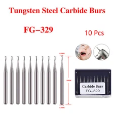 FG-329 Dental Carbide Steel Tungsten Cutting Burrs Polishing Bur Pear Head 10pcs