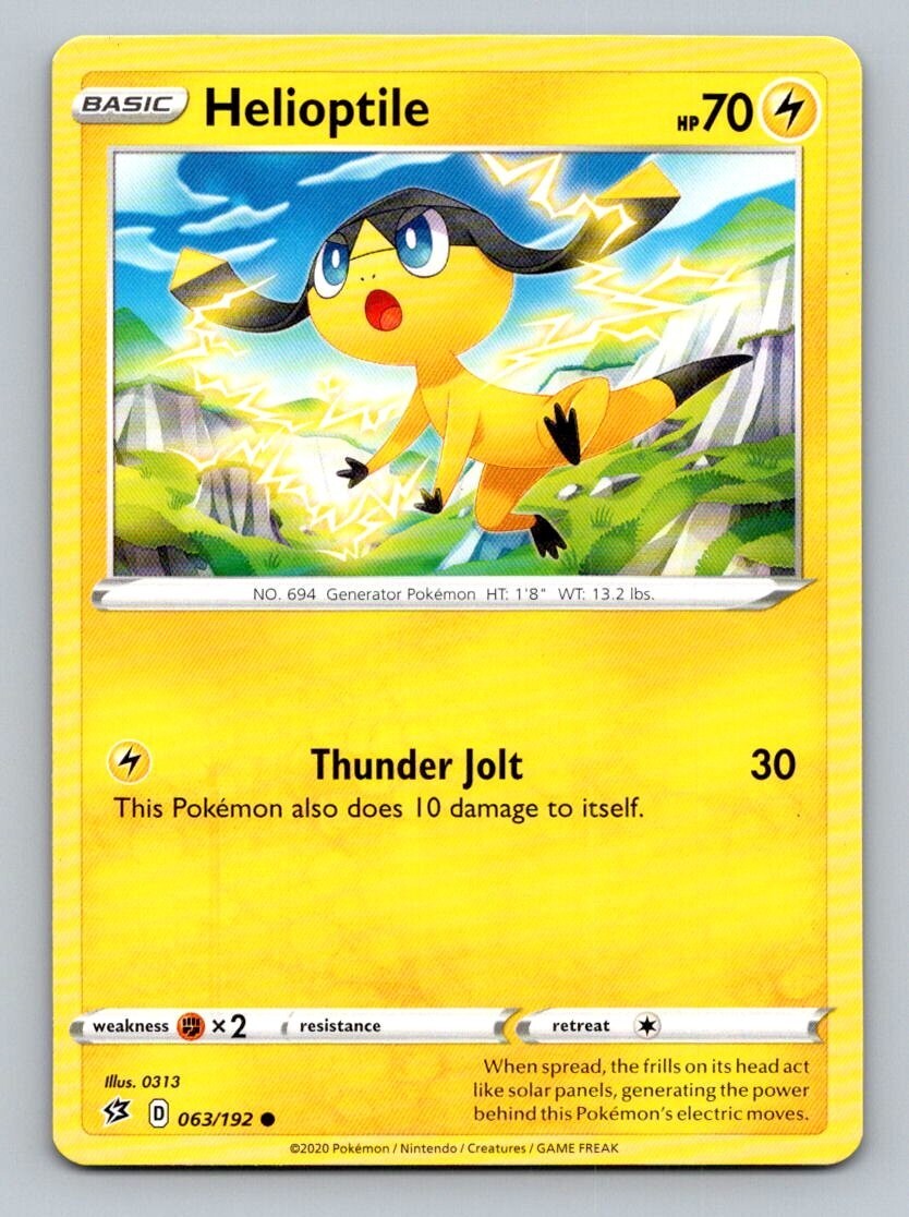 2020 Pokemon Card Rebel Clash Helioptile 63/192