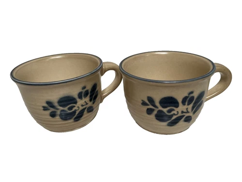 Set Of 2 Pfaltzgraff Folk Art Stoneware Dinnerware Coffee Tea Cups Mugs No. 100