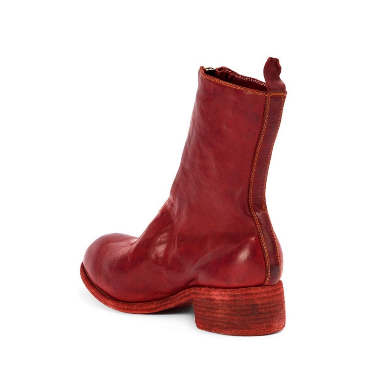 GUIDI PL2 Red Horse Leather Zip Front Boots 38 US7.5/8 Gem