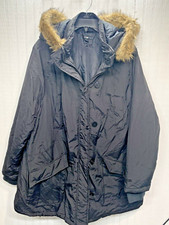 Ellos Faux Fur Trim Parka Zip & Button Closure 1x 22/24 Black