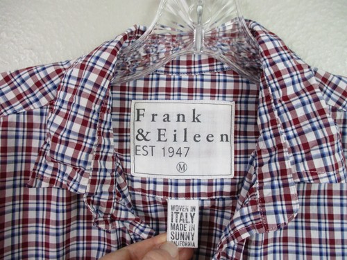 Frank and Eileen Shirt Medium Red Blue White Check Button Up Chest Pocket Cotton - Picture 8 of 13