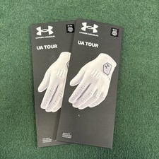 Under Armour Men?s Left Hand Tour Leather GolfGlove New Size M/L White 2 pack