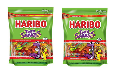 HARIBO Twin Snakes Gummies 28.8oz   2 Pack | Sweet & Sour Fruit Candy