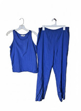 CONTRAST Women's Vintage 2-Piece Blue Silk Pajama Set Size Medium