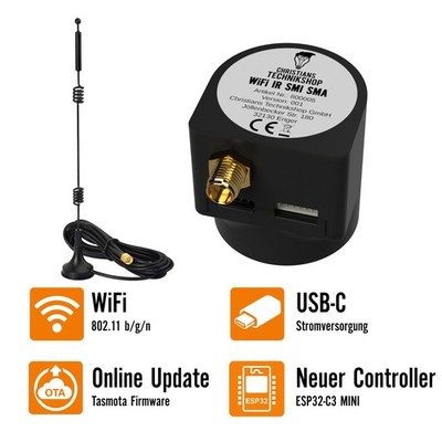 WiFi IR Lesekopf V32 Stromzähler Smart-Meter Tasmota   9dBi externe Antenne