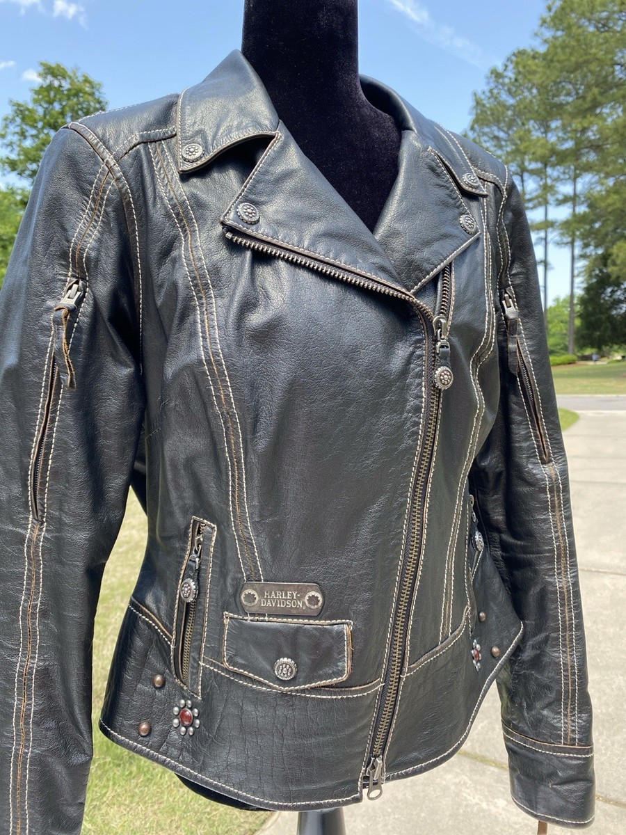 鬼レア　極美品　90s Harley-Davidson ライダースコート　黒 Harley Davidson Women PAXTON Leather Jacket Embroidered 97174-14VW