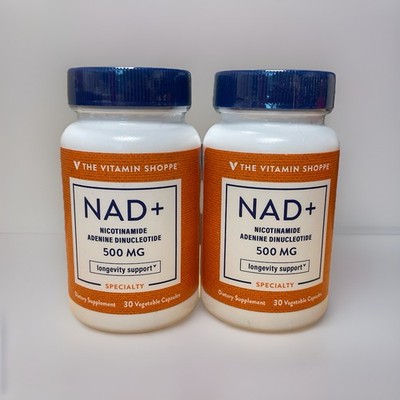 Vitamin Shoppe NAD+ 500mg 30 Capsules Each Longevity Support Twin Pack Bundle
