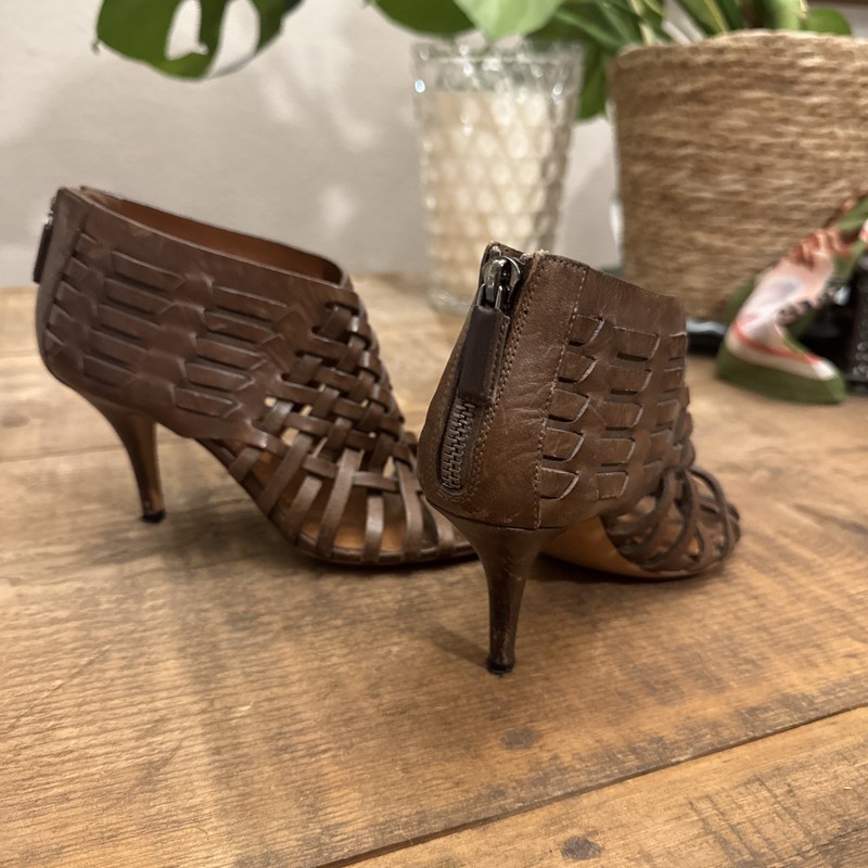 Authentic Givenchy Woven Brown Leather Heel Sandals Size 36 6.5US GORGEOUS 