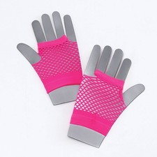 Bristol Novelty BA571 Gloves   Fishnet   1 Pair   Neon Pink   One Size - Adult S