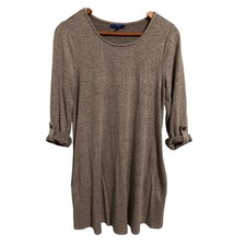 Apt. 9 Mocha Sweater Dress Long or Rolled Sleeves with Button Strap Women's Med