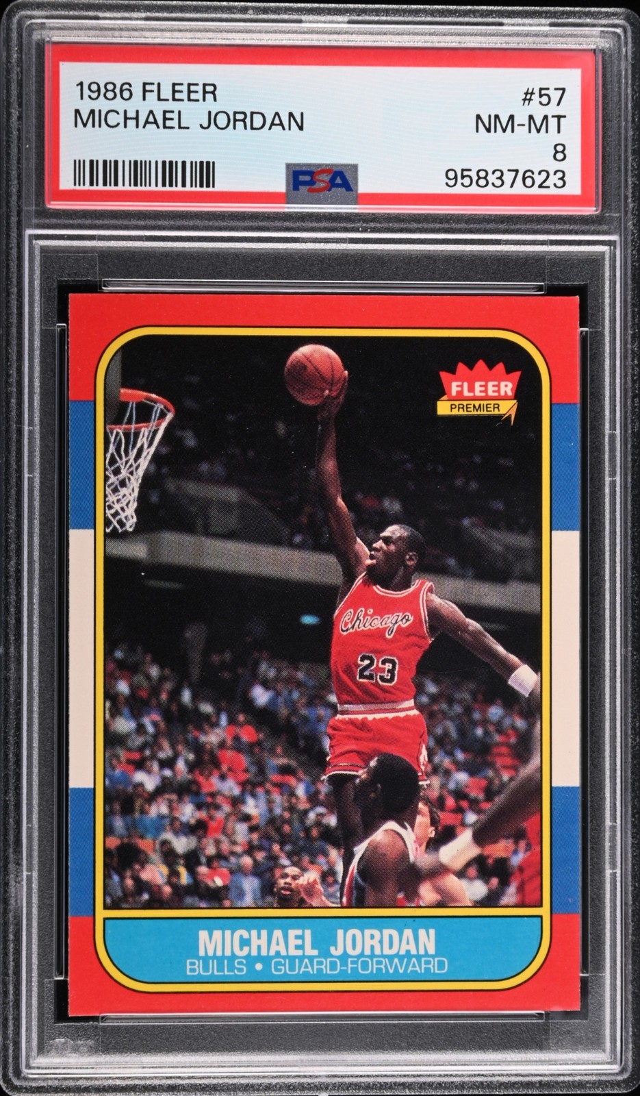 MICHAEL JORDAN PSA 8 1986 FLEER #57 ROOKIE CARD RC BULLS NM-MT 7623