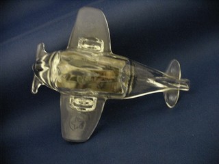 VINTAGE GLASS AIRPLANE US P 51 CANDY CONTAINER TOY 1945