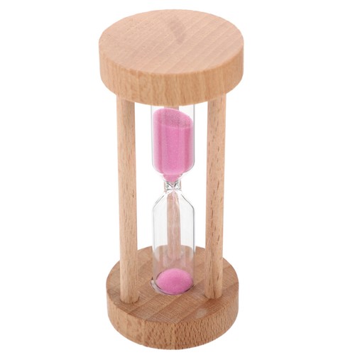 3 Min Wooden Hourglass Child Kitchen Timer Vintage with Pink Sand - Picture 20 of 23