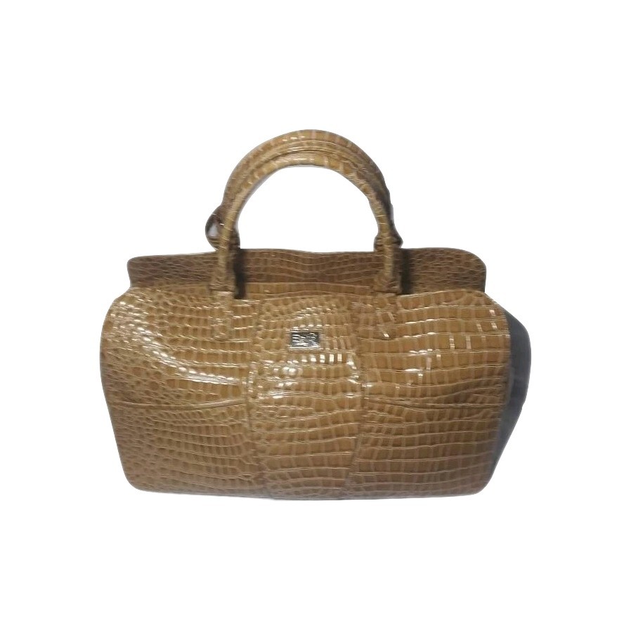 Beijo Couture Large Handbag Carry All Weekender Bag Croco Print Golden Brown