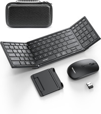 Foldable Bluetooth Keyboard and Mouse Combo, Wireless Keyboard Mouse, Rechargeab