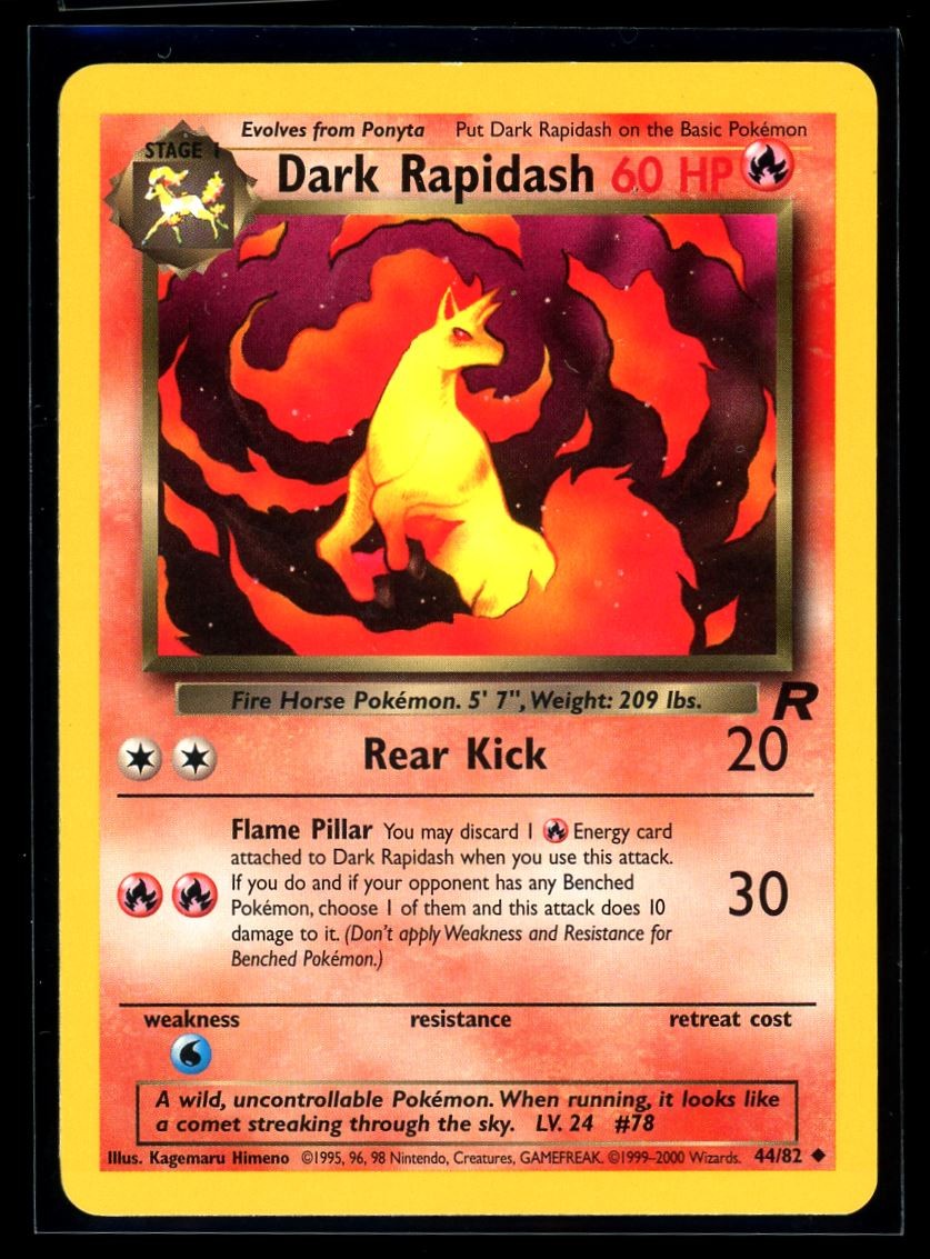 2000 Team Rocket Dark Rapidash #44 Non Holo Pokemon Card
