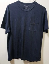 TODD SNYDER Slub Pocket Crew Neck Tee T-Shirt Navy Blue Made in USA Sz XL $68