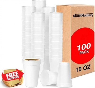 StockHomery 100pk 10oz Foam Cups Coffee Cold Hot Drinks Disposable Party  Picnic | eBay