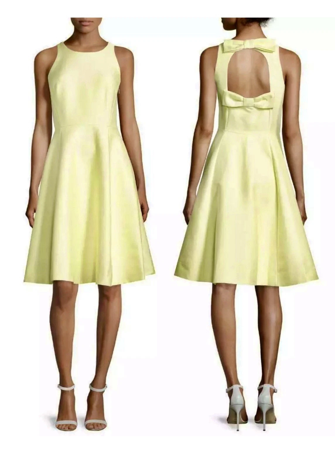 Abito Kate Spade doppio fiocco schiena giallo burro $448 nuovo 2 (Xs s small)