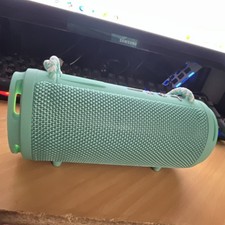 Turquoise Portable Bluetooth Speaker Cylinder with LED Lights  Carrying Strap