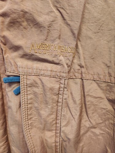Vintage 90s American Eagle Nylon Windbreaker Brown Jacket Fleece Lined Medium - Afbeelding 2 van 7