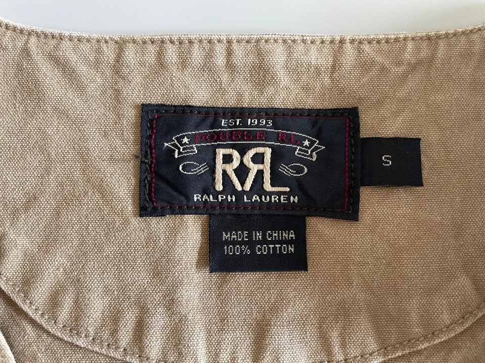 Double RL Ralph Lauren RRL Mens Western Cotton Canvas Vest Tan Size S - Image 2 of 4